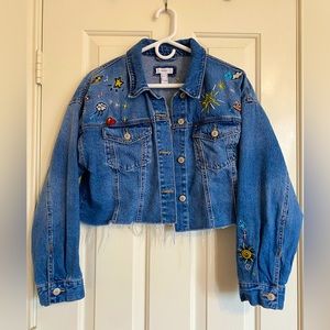 Forever 21 Embroidered Jean Jacket - Size M
